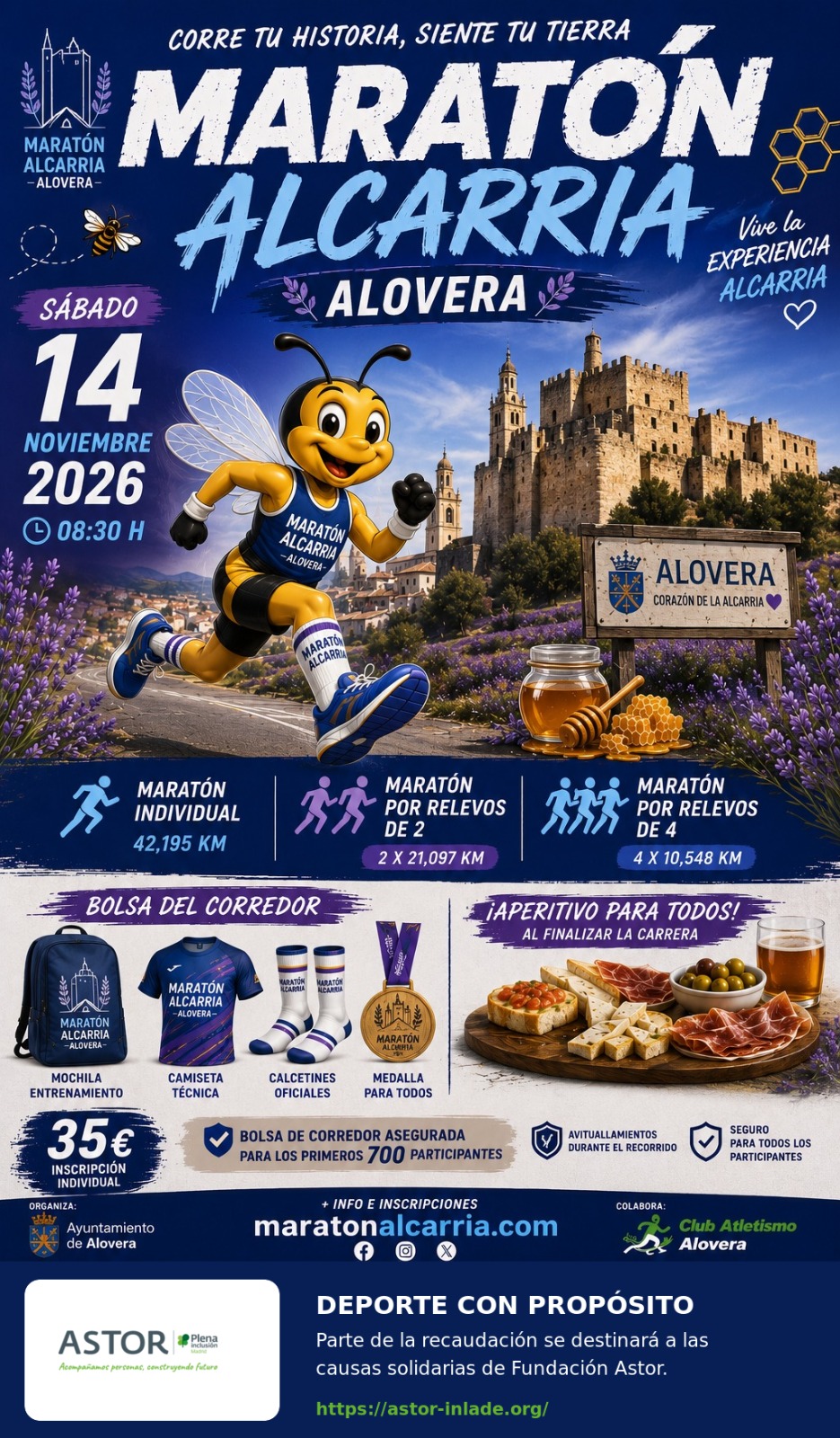 Cartel oficial del Maratón Alcarria 2026 — Alovera, 14 de noviembre